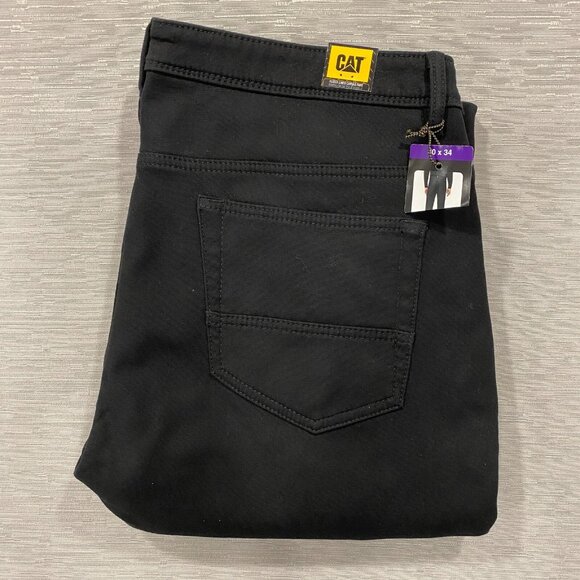 CAT Caterpillar Work Pants Mens 40 x 34 Black Canvas Fleece Lined Insulated - Picture 5 of 13